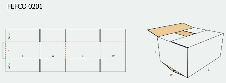 Plan caisse américaine FEFCO 0201